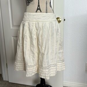 Banana Republic Cream Boho, Pleated Lace, Ruffled Mini Skirt
